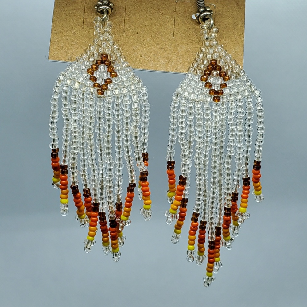 Handmade Native beaded hanging earring